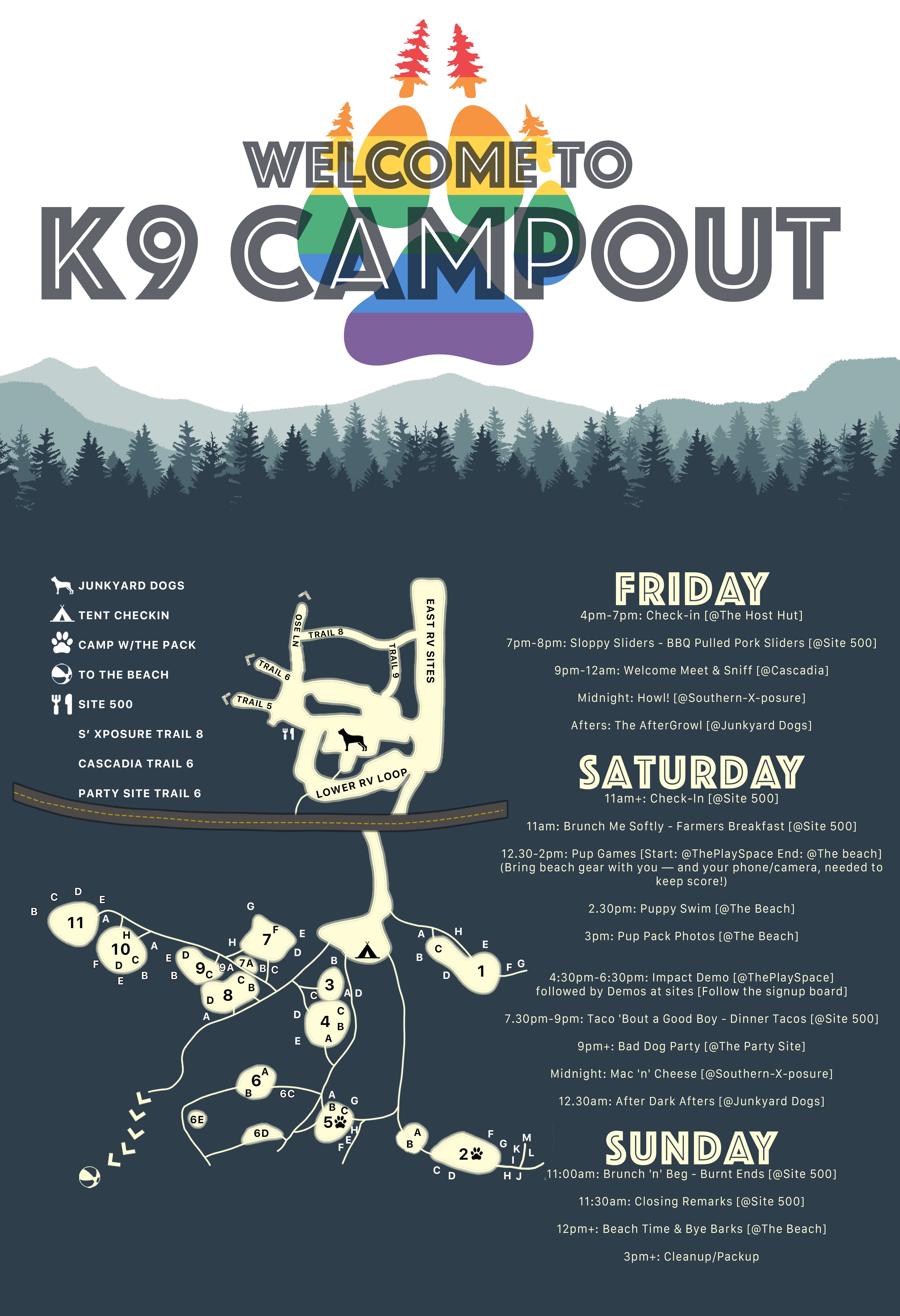 K9 Campout 2026 map and schedule